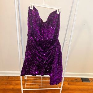 Grass fields purple sequin mini dress size 18 - corset back